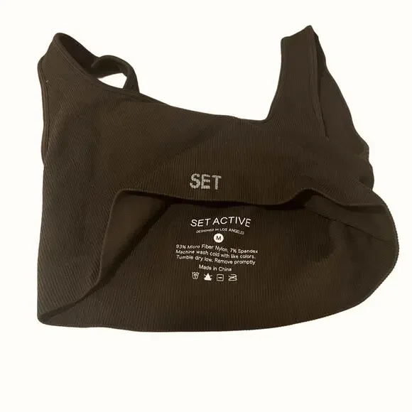 EUC! SET ACTIVE | SZ M | Box Cut Sculptflex Sports Bra Athleisure Espresso Brown - Picture 5 of 5